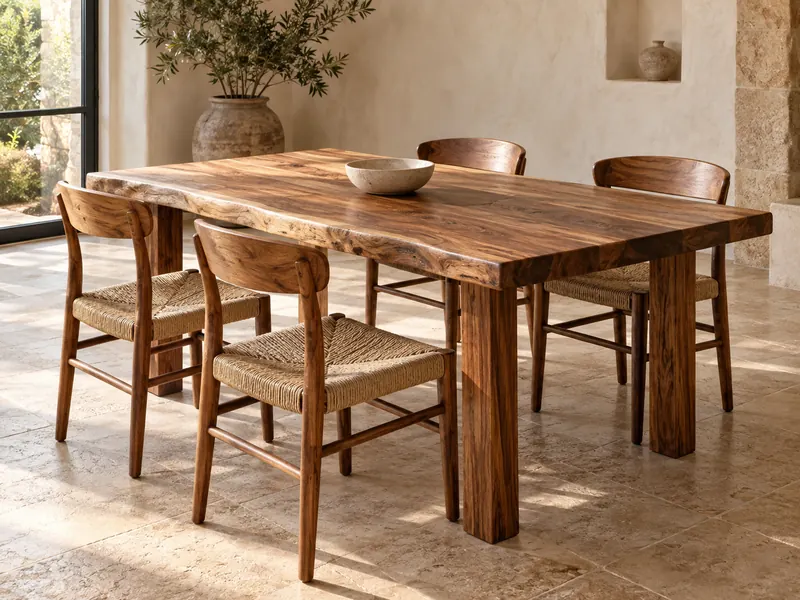 Acacia dining table and chairs