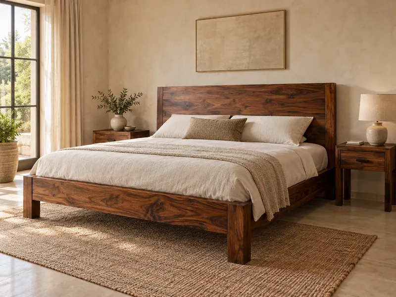 Sheesham bed and nightstands