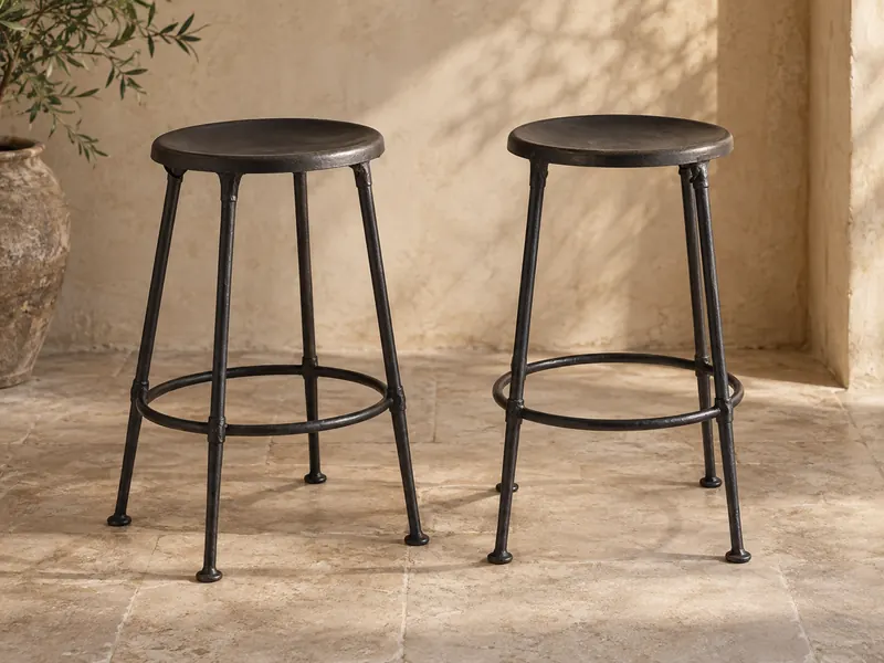 Matte black iron bar stools