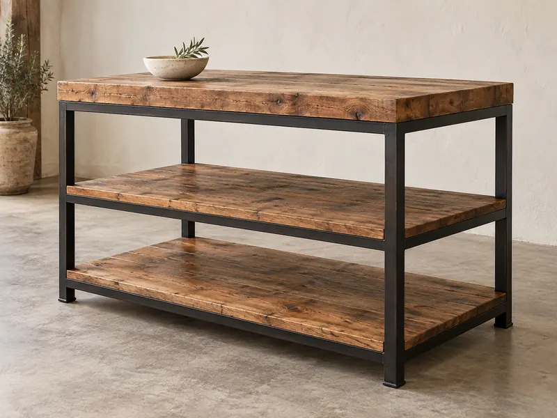 Wood and iron kitchen island